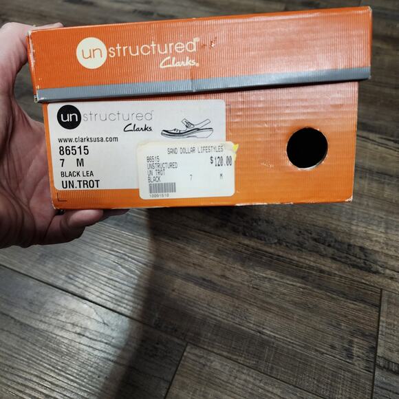 Pre-owned Clarks Unstructured black lea Trot shoes size 7 SHLF - Picture 3 of 9